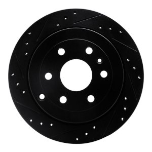 Buick Enclave Brake Rotor (1) - Rear Left - R1 Concepts - Drilled & Slotted - Black - `07-`17